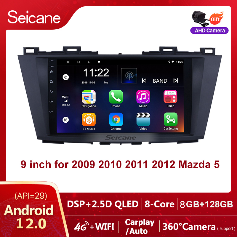 Seicane 9inch 2.5D QLED Touchscreen Android 13.0 Radio Head Unit Player for 2009 2010 2011 2012 Mazda 5 GPS Navigation Auto Stereo WIFI Music Bluetooth Phone USB SWC ราคา 3,800 บาท*ส่งฟรี