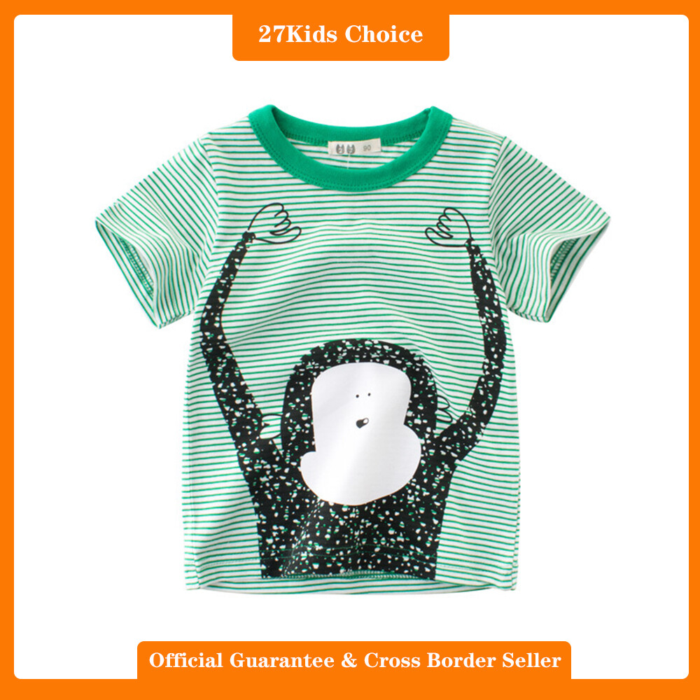 27Kids Choice 2024 Summer Boys' Clothing New Children's Short Sleeve Baby Striped T-shirt Cartoon ราคา 159 บาท*ส่งฟรี
