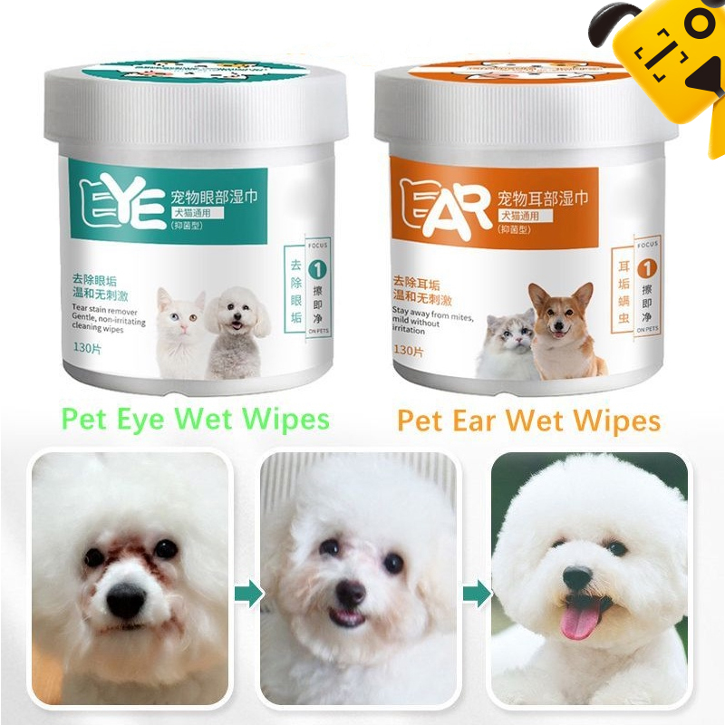 Pet khăn lau con chó khăn lau mèo đa năng 130 cái/hộp pet tai mắt khăn lau cho chó và mèo