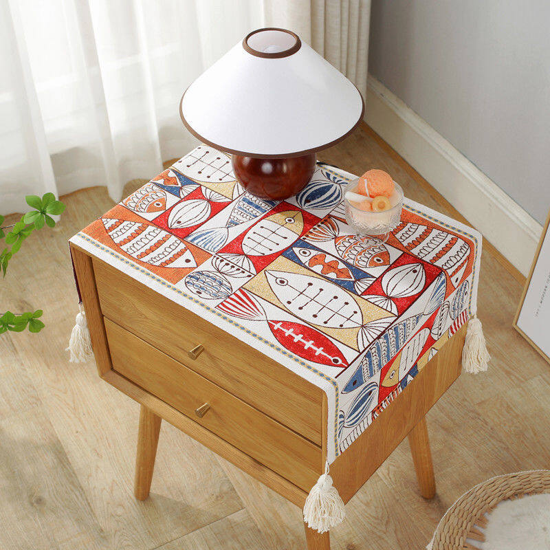 Gambar Chinese New Year 2022 Decorations New Year Gift Bedside Table Cover TV Cabinet Cloth Cover Refrigerator Dust Cover Multi Purpose Towel Non Slip Tablecloth Table Runner