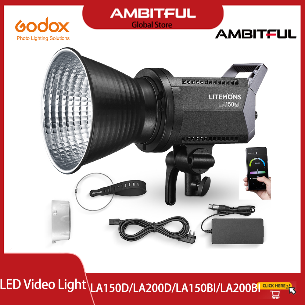 Godox LA150D LA150BI 190W LA200D LA200BI 230W LCD Panel LED Video Light Continuous Output +APP Control Bowens Mount Studio Light ราคา 7,772 บาท*ส่งฟรี