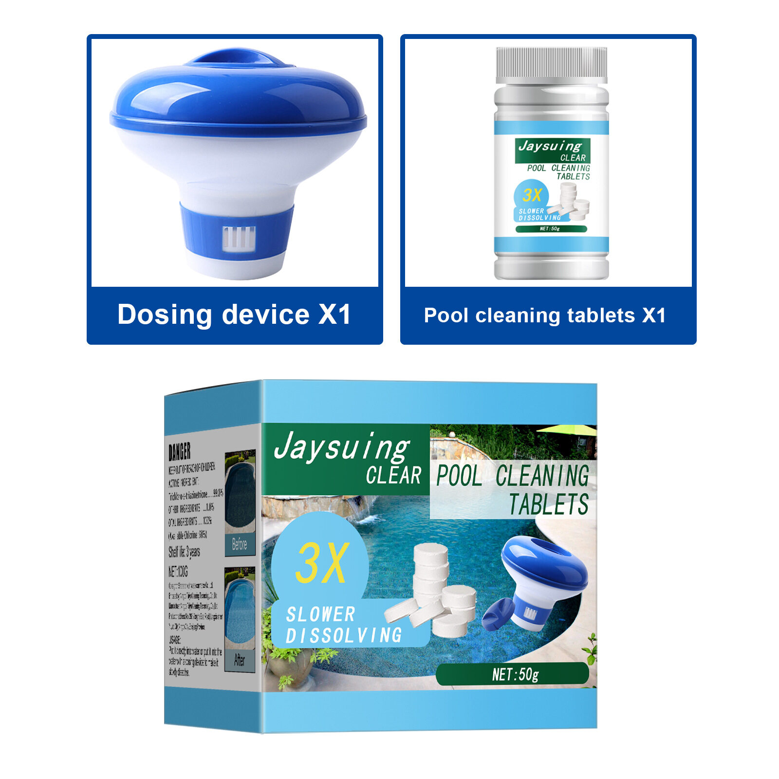 Yegbong Swimming Pool Effervescent Tablets Chlorine Tablets Instant