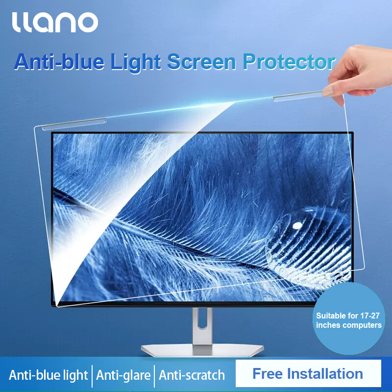 llano Acrylic Treo Màn Hình Máy Tính Bảo Vệ PET Màn Hình Chống Ánh Sáng Xanh Phim Chống Trầy Xước Phù Hợp Cho Máy Tính 17-27 Inch