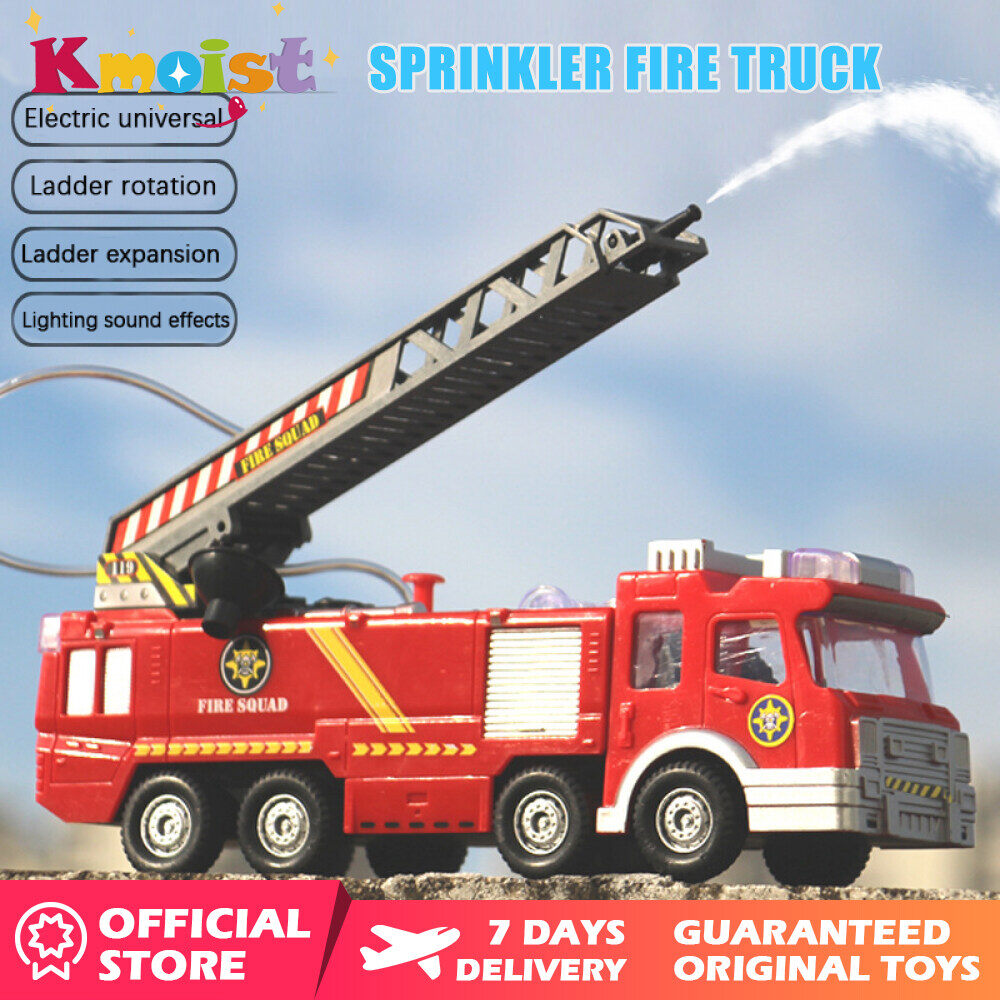 Kmoist Đồ Chơi Xe Cứu Hỏa Xe Cứu Hỏa Sam Firetruck Xe Có Còi Báo Động Âm Nhạc Thang Mở Rộng Và Ống Bơm Nước Cho Bé Trai