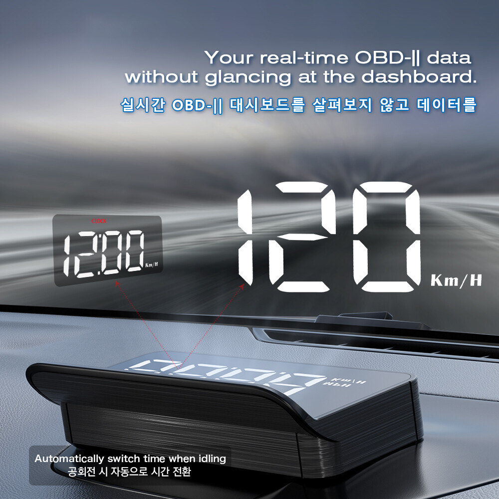Geyiren M5 HUD màn hình hiển thị trên kính chắn gió OBD2 On-Board máy tính kính chắn gió Máy chiếu Xe Màn hình hiển thị kỹ thuật số Đồng hồ tốc độ Phụ kiện ô tô