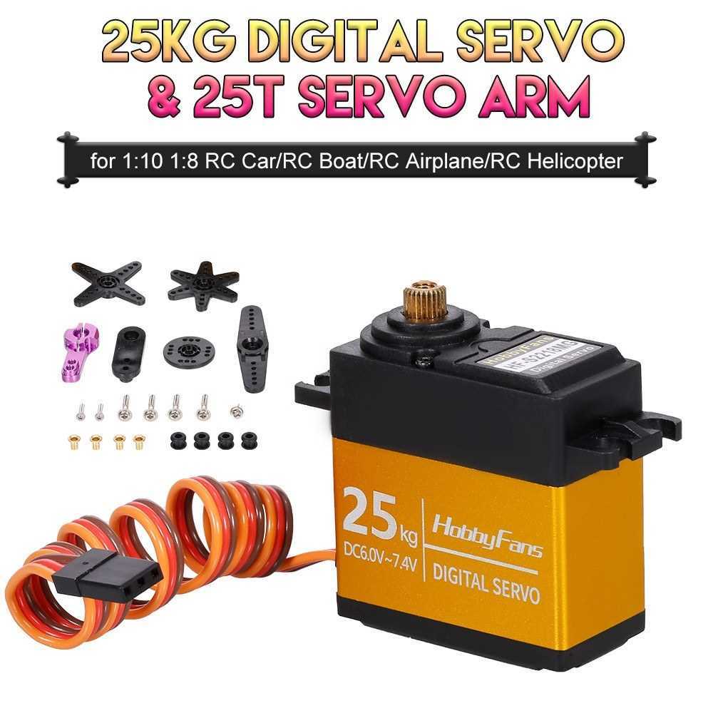 HobbyFans 25KG Digital Servo Set Servo Arm High Torque Metal Gear Waterproof for 1/10 1/8 RC Car RC Boat RC Airplane RC Helicopter RC Model (Standard) Harga  160 Ringgit*Penghantaran Percuma