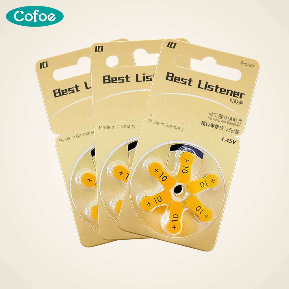Cofoe 6 chiếc/12/18 chiếc A10 E10 mô hình Hàng Nhập Khẩu Máy Trợ Thính Pin Thích Hợp cho Tai Nghe viện trợ (6 cái/gói)
