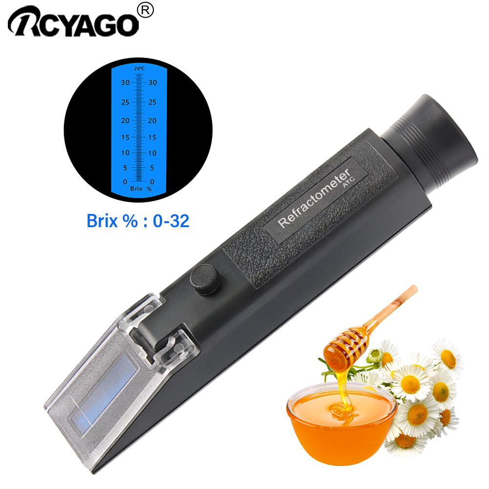 Rcyago máy đo khúc xạ brix 0-32% mới máy đo đường nước ép mứt mật ong máy đo mật độ máy kiểm tra nồng độ đường atc