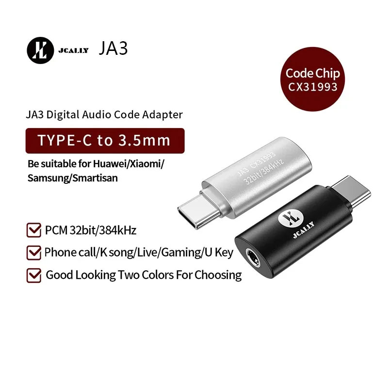 Jcally bộ chuyển đổi mã âm thanh ja3 cx31993 type c sang 3.5mm dac usb c cho điện thoại android