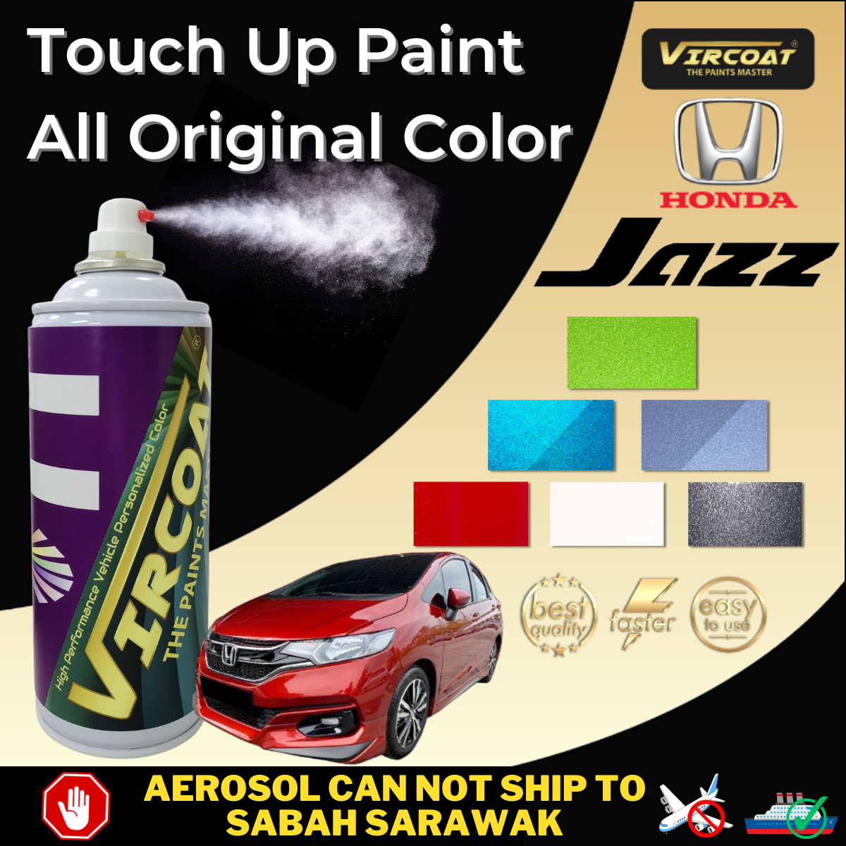 [Honda Jazz] VIRCOAT Aerosol Spray 2K Paint/ Car Body Touch Up Paint ...