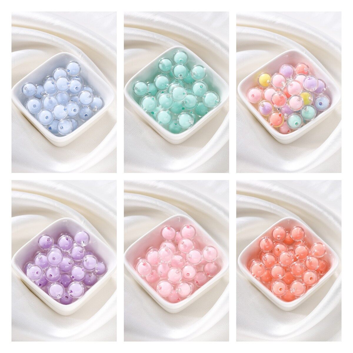  St.kunkka 50 chiếc hạt trong suốt Acrylic phủ đầy Màu hạt cườm tròn kẹo 8 10 12mm cho Vòng tay tự làm trang sức vòng cổ làm phụ kiện trang sức 