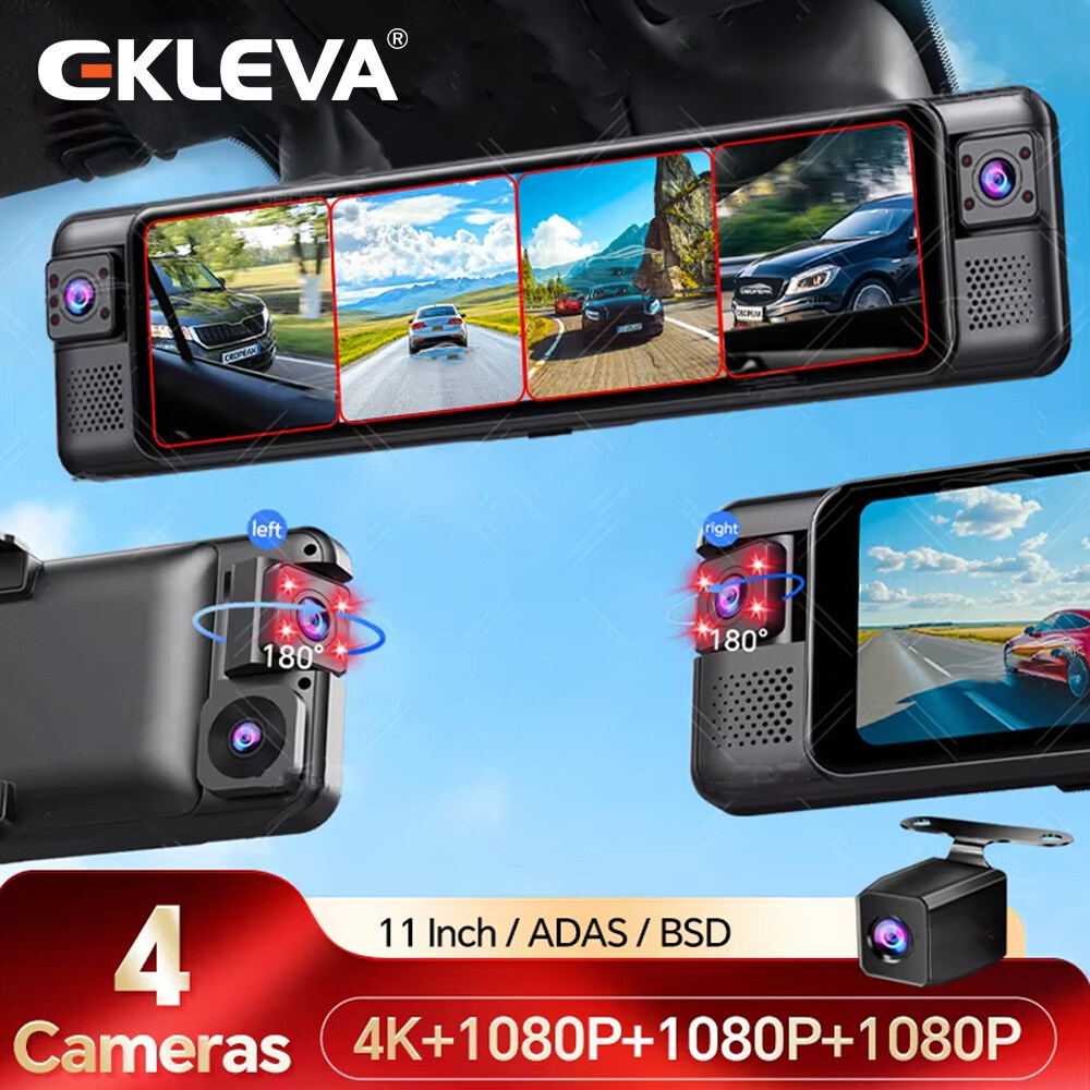 Ekleva HD siêu nét 4K Dash Cam ghi 4 kênh 1080P ADAS BSD DVR cho xe hơi ứng dụng Wifi Camera máy quay video tự động gương chiếu hậu đỗ xe 24h