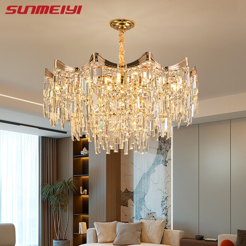 Artpad Gold Modern Crystal Chandeliers for Living Room 7-Tier Hanging Chandelier Octagonal Pendant Light Fixtures Dining Room ราคา 6,255 บาท*ส่งฟรี