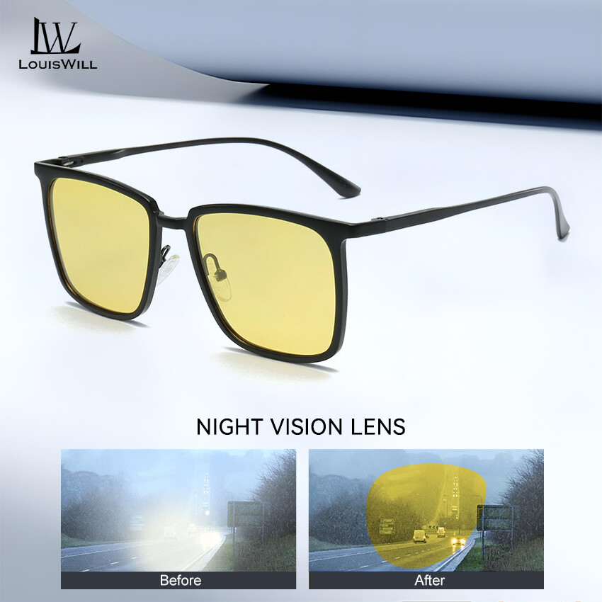 LouisWill Auto Color Changing Sunglasses Photochromic Sunglasses Night Vision Lens Sunglasses TAC Polarized Sunglasses Driving Sunglasses Dual-Use UV400 Sun Protection ราคา 179 บาท*ส่งฟรี
