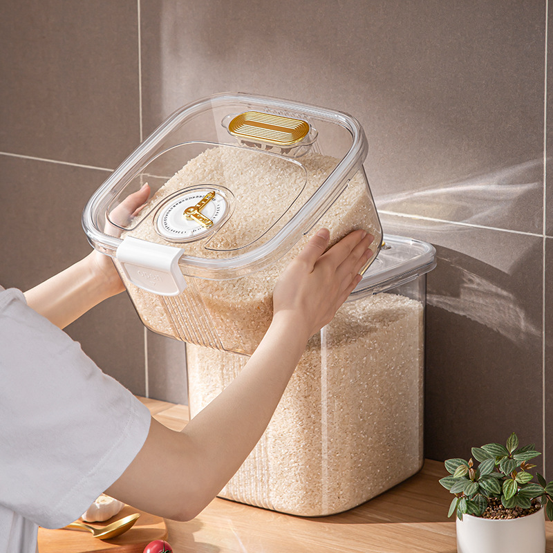 Gambar Rice Bucket Kitchen Household Insect proof Moisture proof Rice Tank Storage Container Sealed Rice Box Rice Storage Box