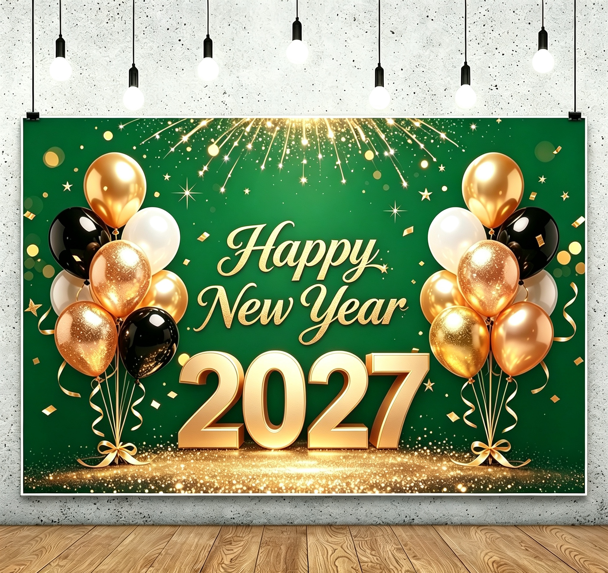 5x3ft Happy New Year Eve Backdrop 2027 New Year Banner Decorations Background New Years NYE Holiday Gatherings Portrait Photo Booth Prop
