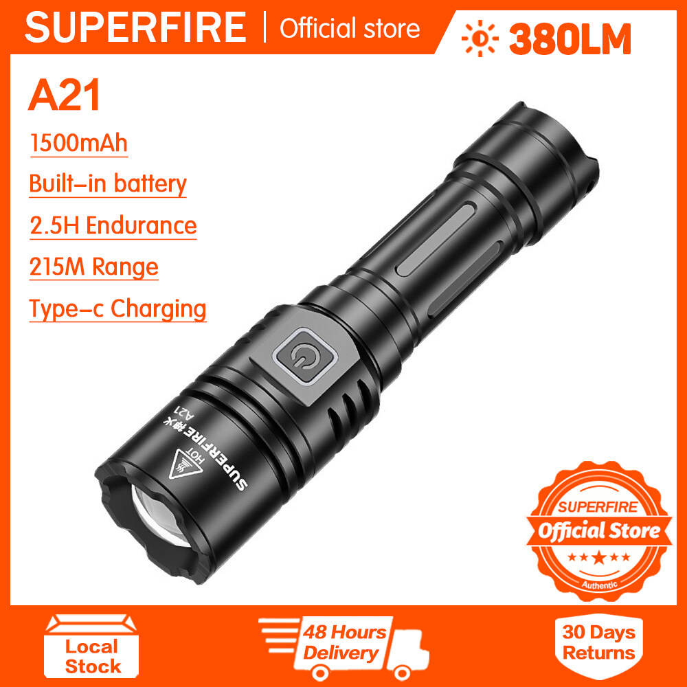 Superfire A21 Telescopic zoom đèn pin ánh sáng mạnh thu phí ngoài trời siêu sáng siêu nhẹ đèn khẩn cấp