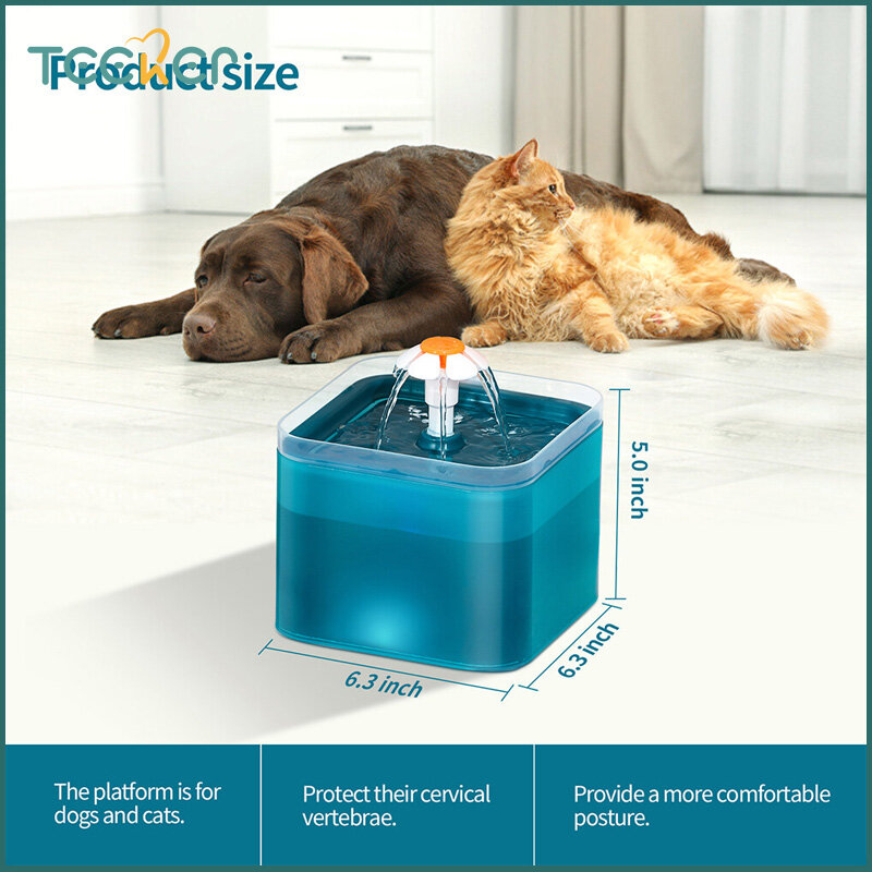 2L Automatic Cat and Dog ED Lighting USB Pet Automatic Drinking Fountain with Carbon Filter To Help Remove Odors ราคา 726 บาท*ส่งฟรี