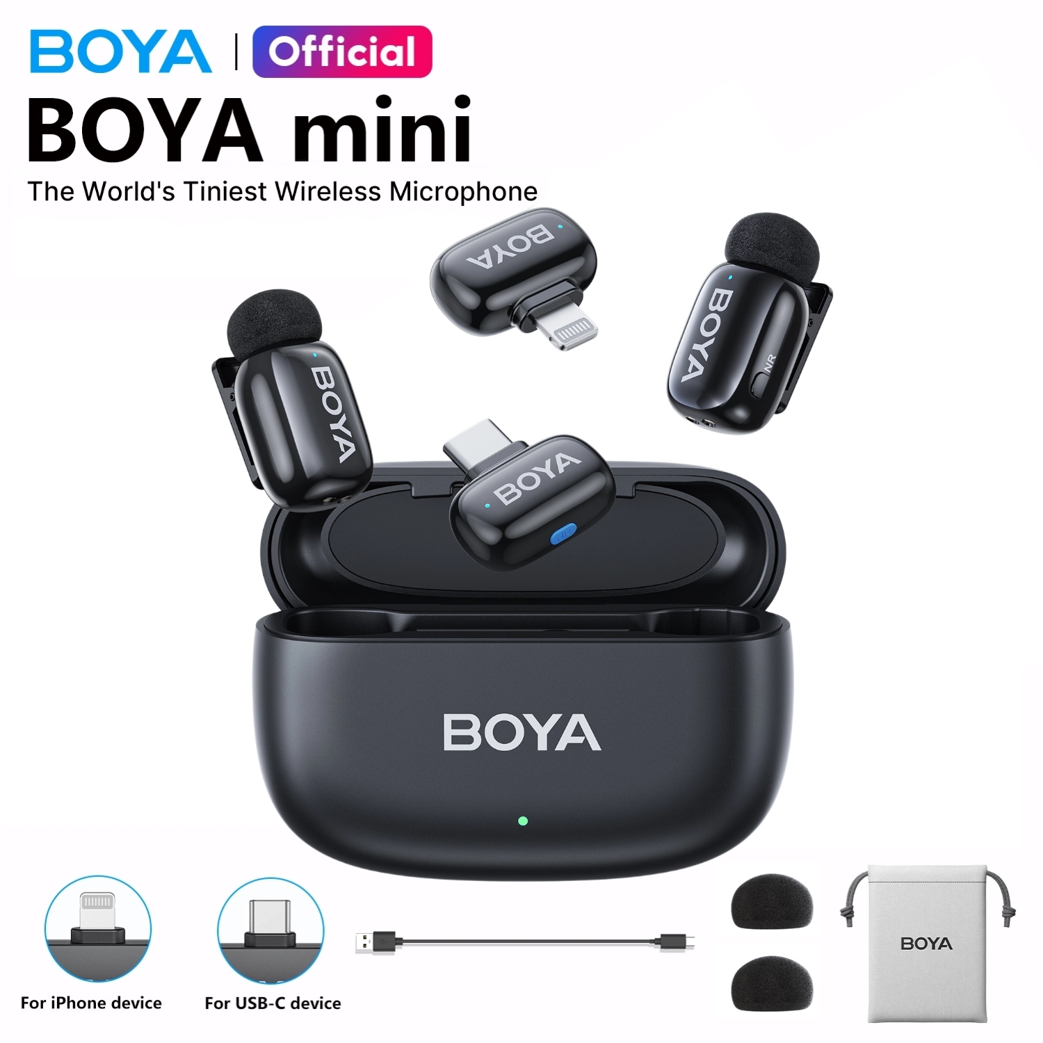 BOYAmini Wireless Microphone Super Mini Mic Lavalier Lapel Microphone for Vlogging Recording Streaming Android iPhone 15 iPhone 16 iPad Laptop YouTube TikTok ราคา 2,359 บาท*ส่งฟรี