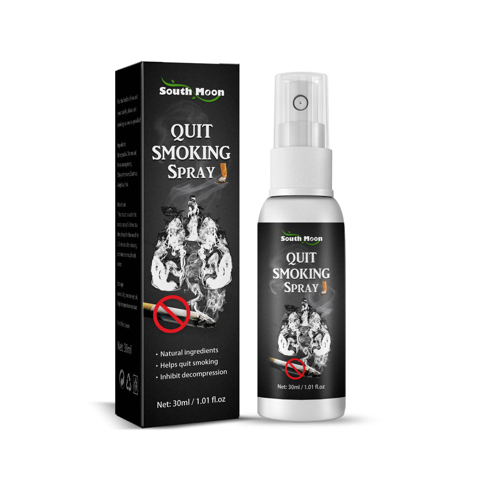 cigarette spray South Moon Quit Smoke Spray Smoking Cessation Spray Mini Healthy Plant  Extracts Control-smoking Cessation Spray For Mouth Smoking For Smoking  Cessation Nature Ingredient Quit Smoking Patch Sticker In Stock(30ml)