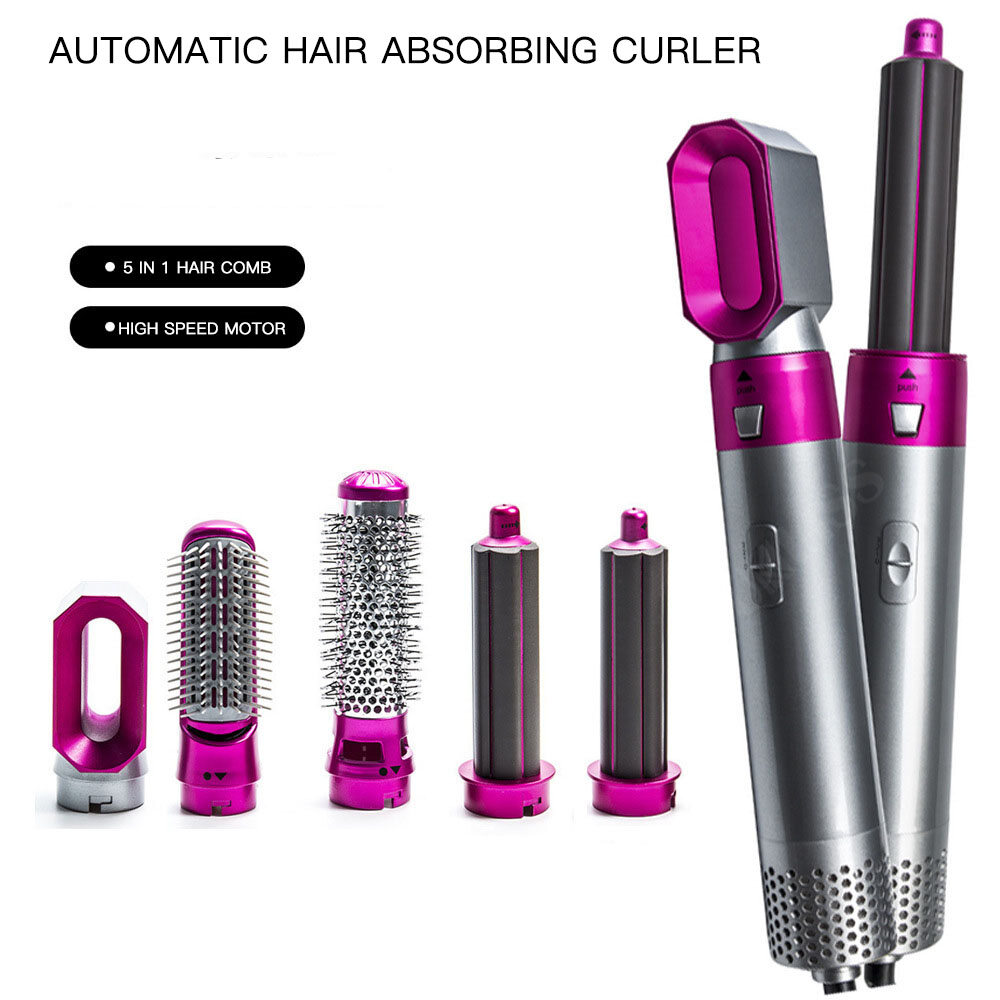 Năm trong một máy uốn xoăn tóc Hot Air Lược xoăn thẳng hai công dụng lược chải tóc Máy sấy tóc Hot Air Lược
