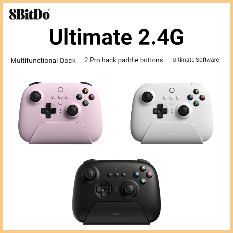 Bộ điều khiển chơi game không dây 8bitdo ultimate 2.4g kèm đế sạc cho pc, windows 10, 11, steam, android