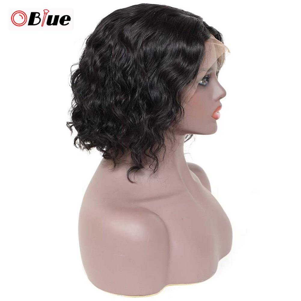 Gambar OBlue Bob Wigs Curly Short Hair Lace Front Wave Charm for Women Lady Party Cosplay
