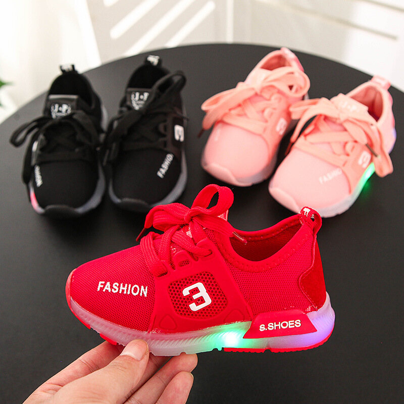 Giày Nhẹ 2020 Giày Thể Thao Phát Sáng Cho Bé Trai Và Bé Gái Giày Thường Ngày Giày Trẻ Em Chống Trượt Giày Trẻ Em Mùa Xuân Và Mùa Thu Mới Có Đèn LED Chữ M