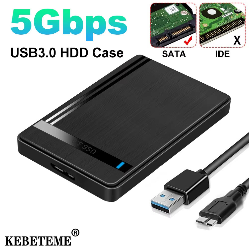 KEBETEME 2.5 Inch SATA to USB3.0 External Hard Drive Case SATA SSD External Storage HDD Box for Laptop Supports 6TB 5Gbps for PC Accessories ราคา 97 บาท*ส่งฟรี