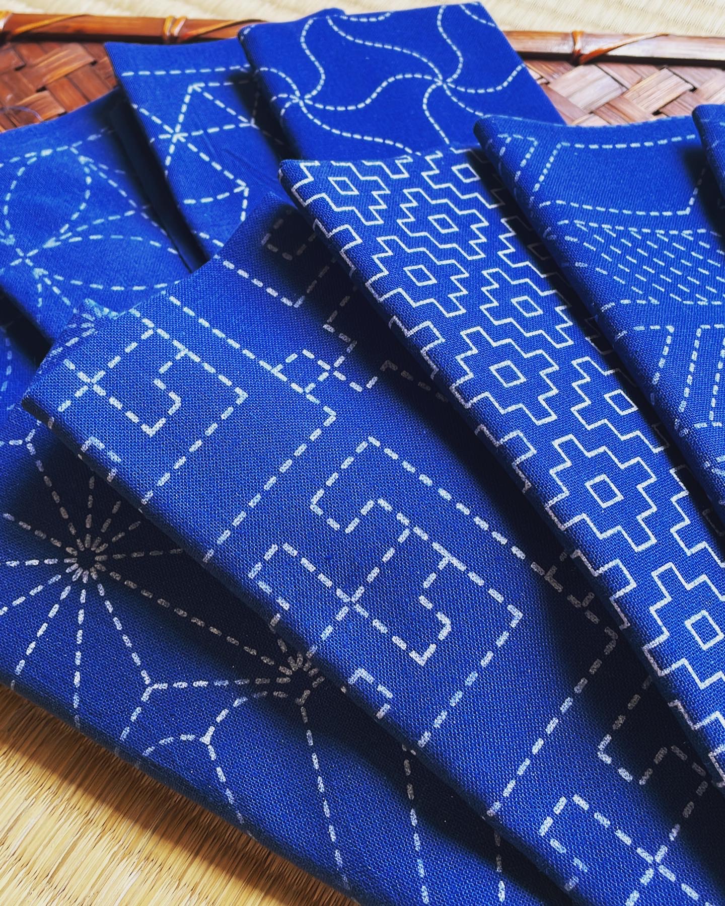 Japanese Embroidery SASHIKO NASKA HANA FUKIN 35cm 38cm cotton 100% AI NAVY 15pattern