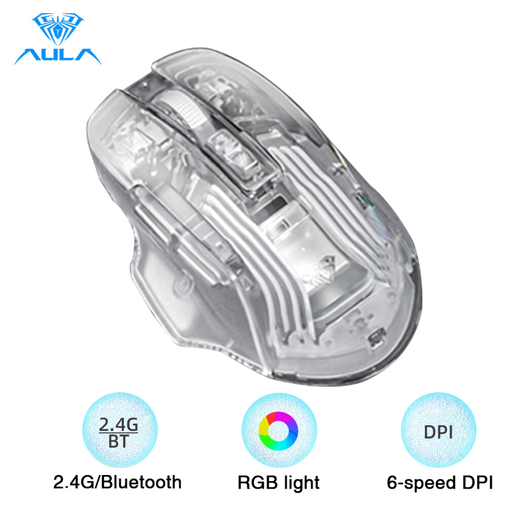 Aula sc518 chế độ kép chuột không dây 2.4G/đèn nền RGB kết nối bluetooth Chuột chơi game điều chỉnh DPI 6 tốc độ