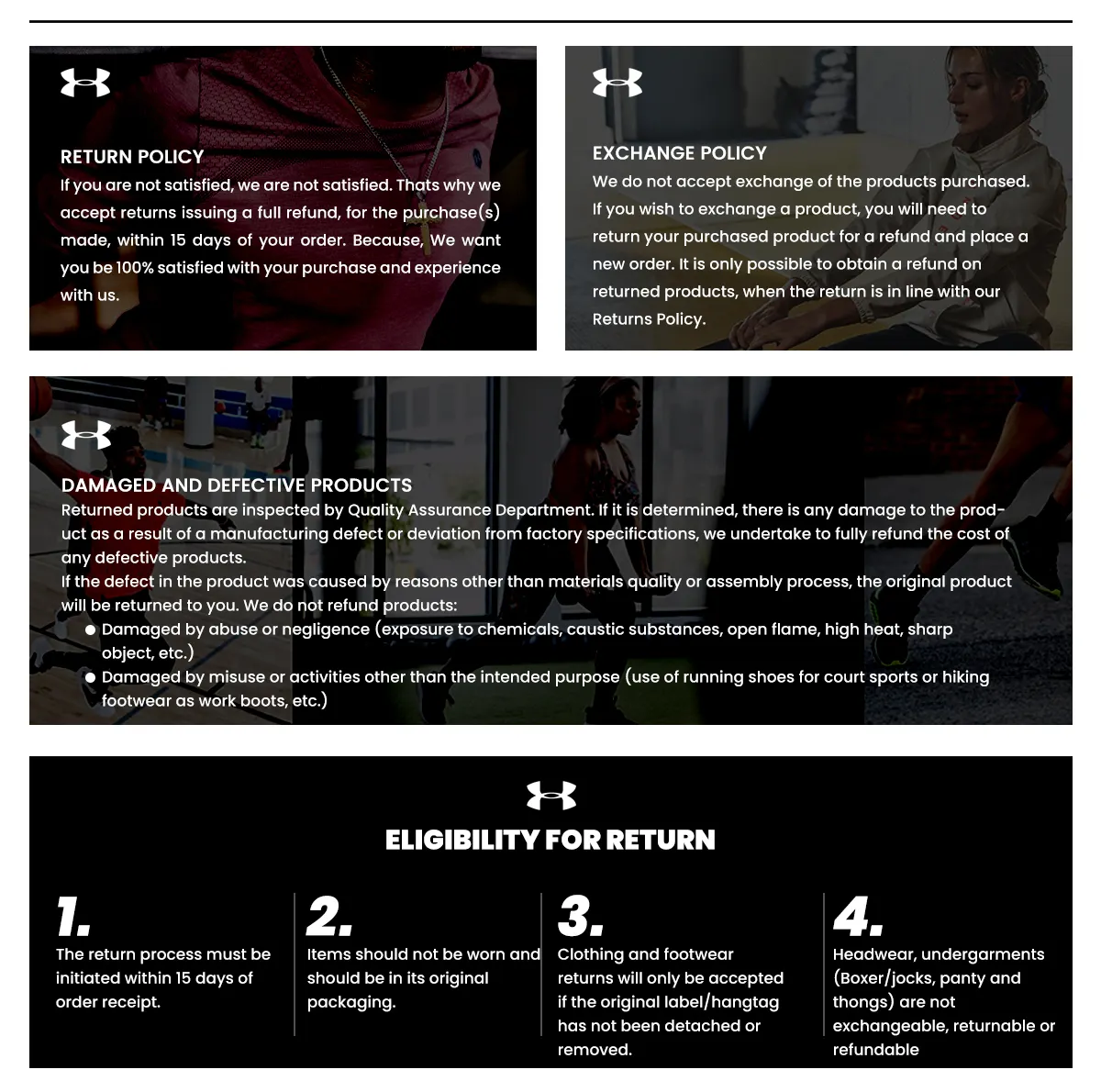 under armour return policy without receipt