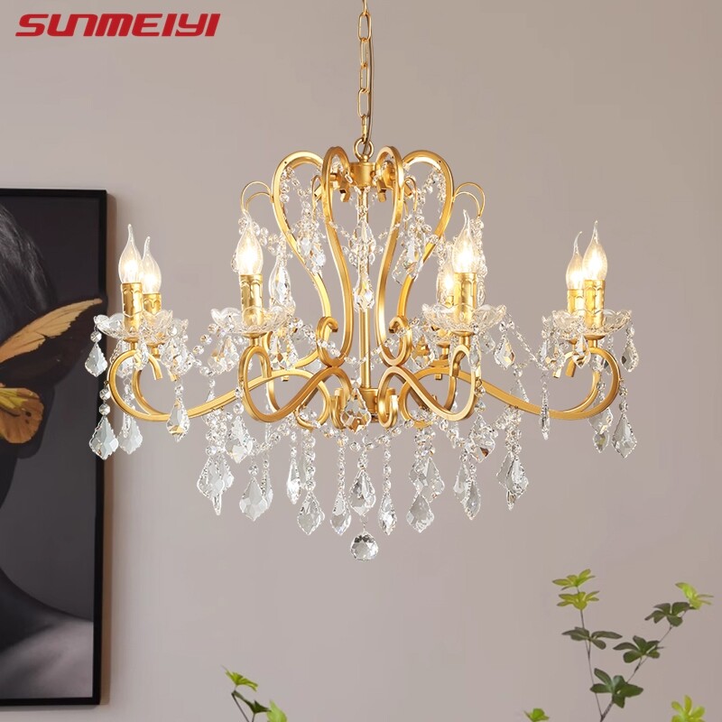 Luxury Crystal Pendant Chandelier Lighting Bedroom Gold Crystal Chandeliers For Living Room Staircase Entryway Dining Light ราคา 8,157 บาท*ส่งฟรี