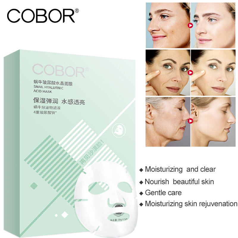Gambar COBOR 1 2 3 Boxes Snail Extract Repair Hydrogel Hyaluronic acid Facial Mask 5pcs box Nanoil Anti aging Reduce Wrinkles and Fine Lines Facial Mask for All Skin Type