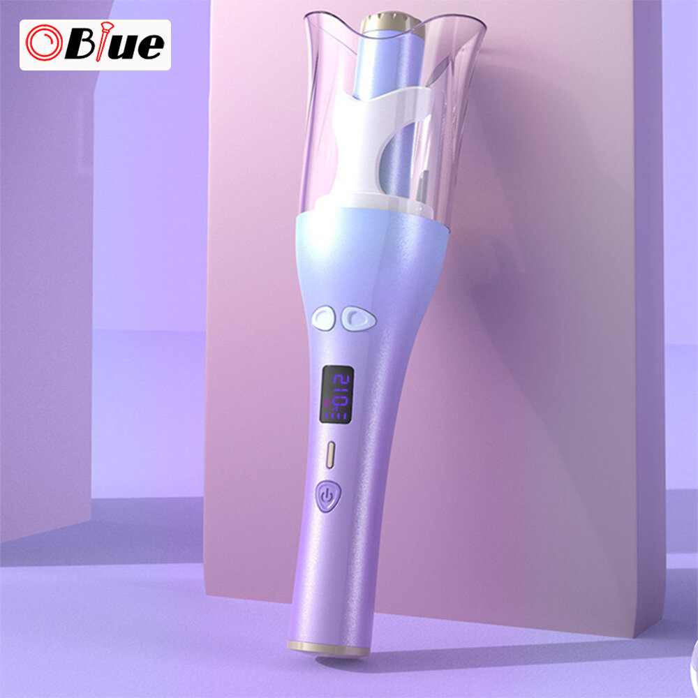 Gambar OBlue Rotating Curling Iron Auto Rotating Hair Curling Iron Rotating Wand for Hair Styling