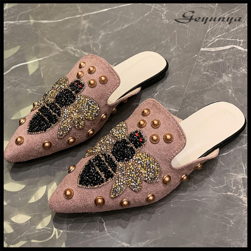 geyunya Fashion Women Mules Beautiful Bee Pattern Flat Sandals (Size 35-42) - 4