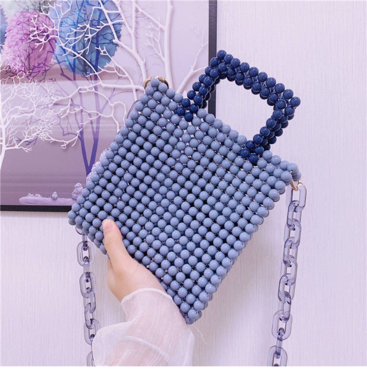 New handmade beaded bag woven bag diy material bag female ins All-match Internet celebrity shoulder bag homemade gift