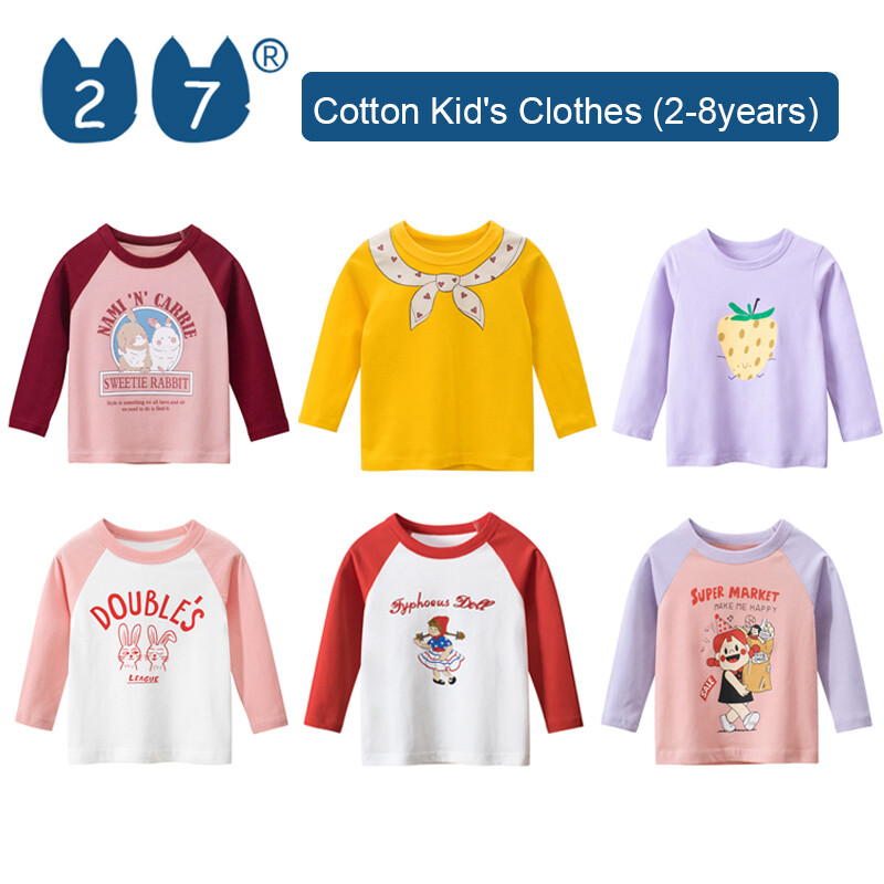 27Kids Store Child's Long sleeves T-shirt girls tops Baby Girls Boys (1Y-8Y) 2023 for kids Spring pretty Cute clothes ราคา 222 บาท*ส่งฟรี