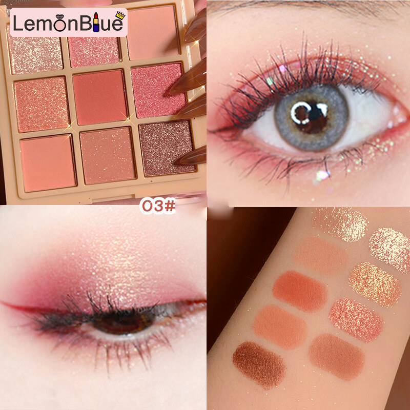 Gambar LemonBlue 9 Colors FAICCIA Eyeshadow Palette Matte Shimmering Naturally Long Lasting No eye makeup fashionable 9 Colors Matte Shimmering FAICCIA Eyeshadow Palette