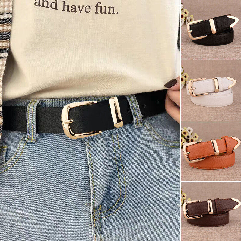 Read thắt lưng nữ khóa hợp kim thắt lưng da pu hoang dã thắt lưng thời trang quần bò cho bé gái