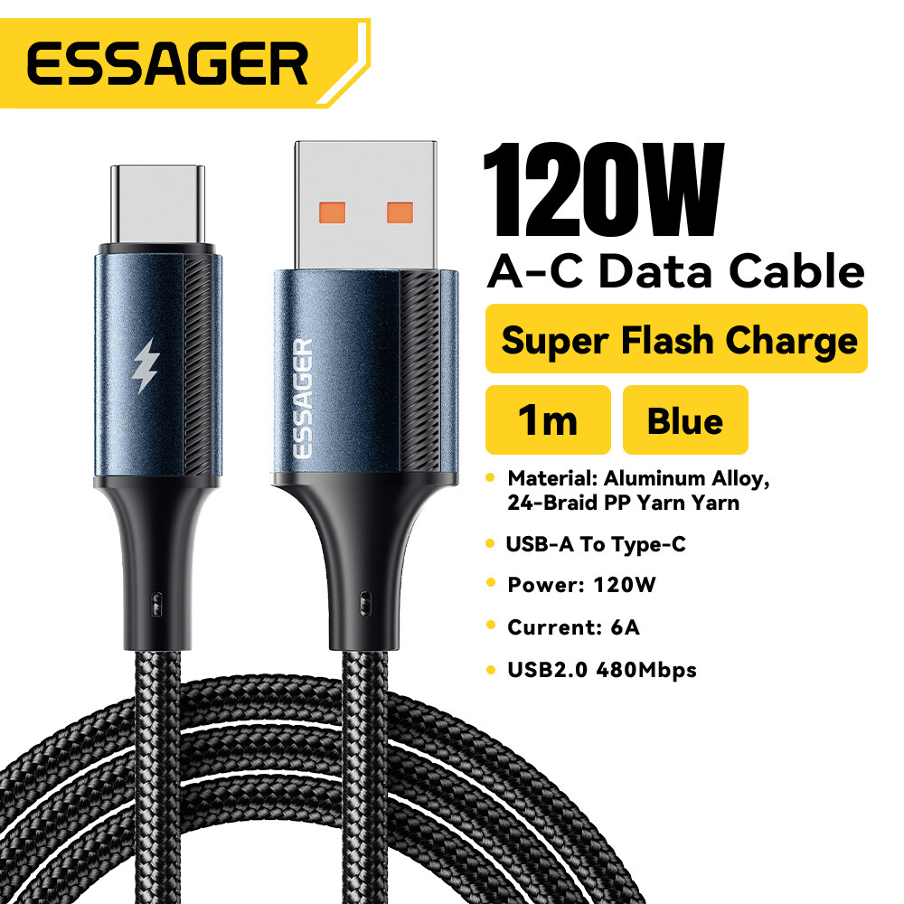 Essager 120W siêu nhanh phí Type-C Cáp 6A sạc nhanh USB Một loại C dây cáp cho XIAOMI 14/13/12/10pro