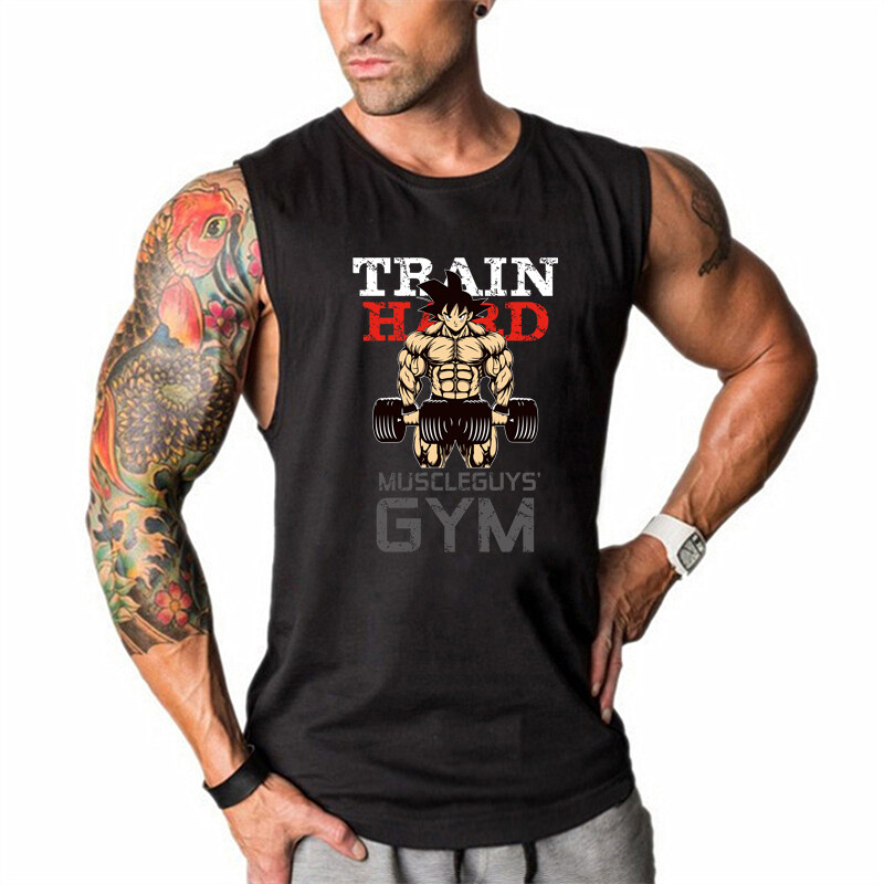 Muscleguys Men's Sports Stringer Sleeveless T-Shirt Bodybuilding Clothing Fitness Loose Breathable Tank Top