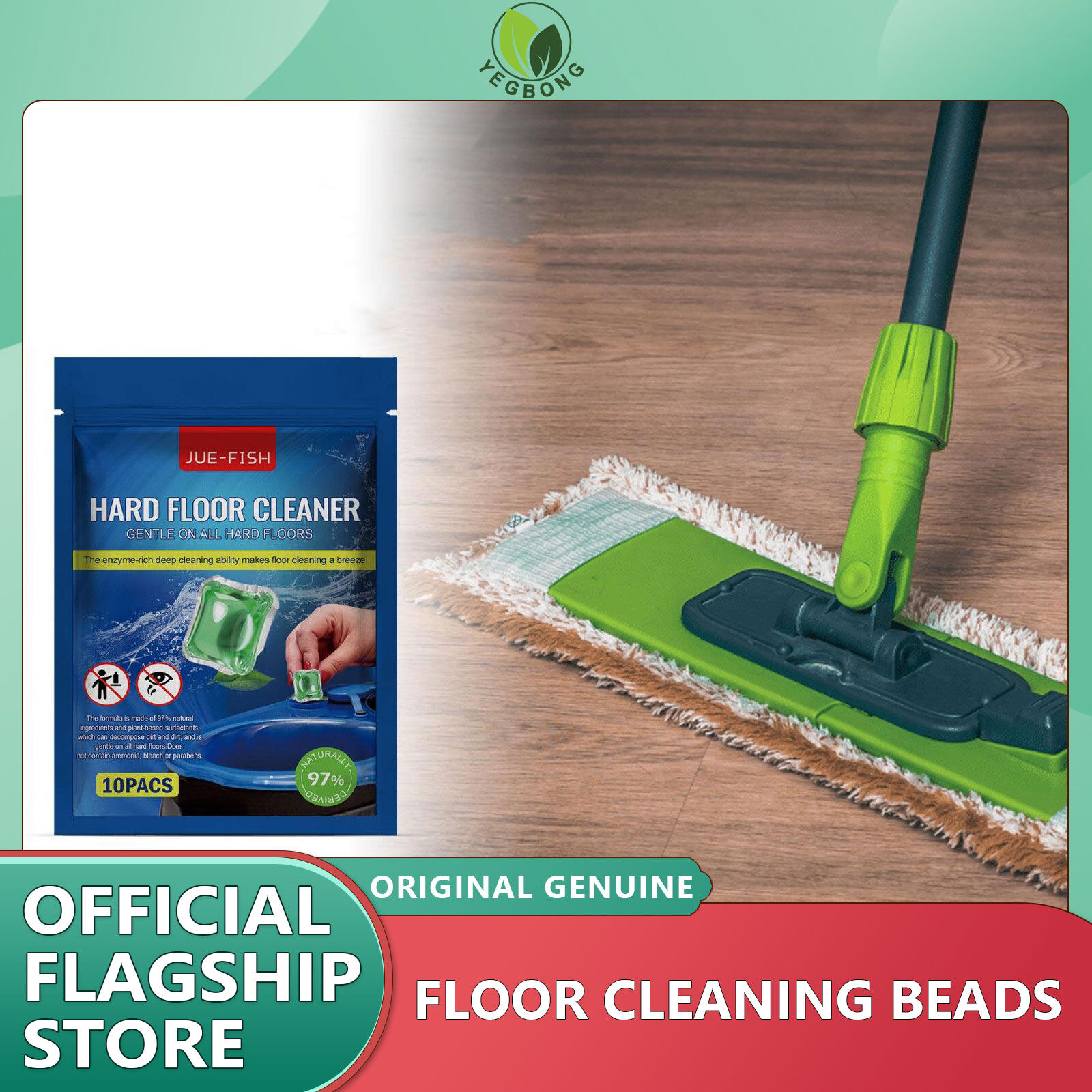 Jue-Fish 10 Pcs Floor Cleaning Beads Floor Wiping Cleaner For Wooden Hard Floors Tile Marble Ceramics Sink Stains Remover Cleaning Agent Floor Cleaning Effervescent Beads Multi-Purpose Floor Beads Cleaner Suitable for Dirty Surface ราคา 153 บาท*ส่งฟรี