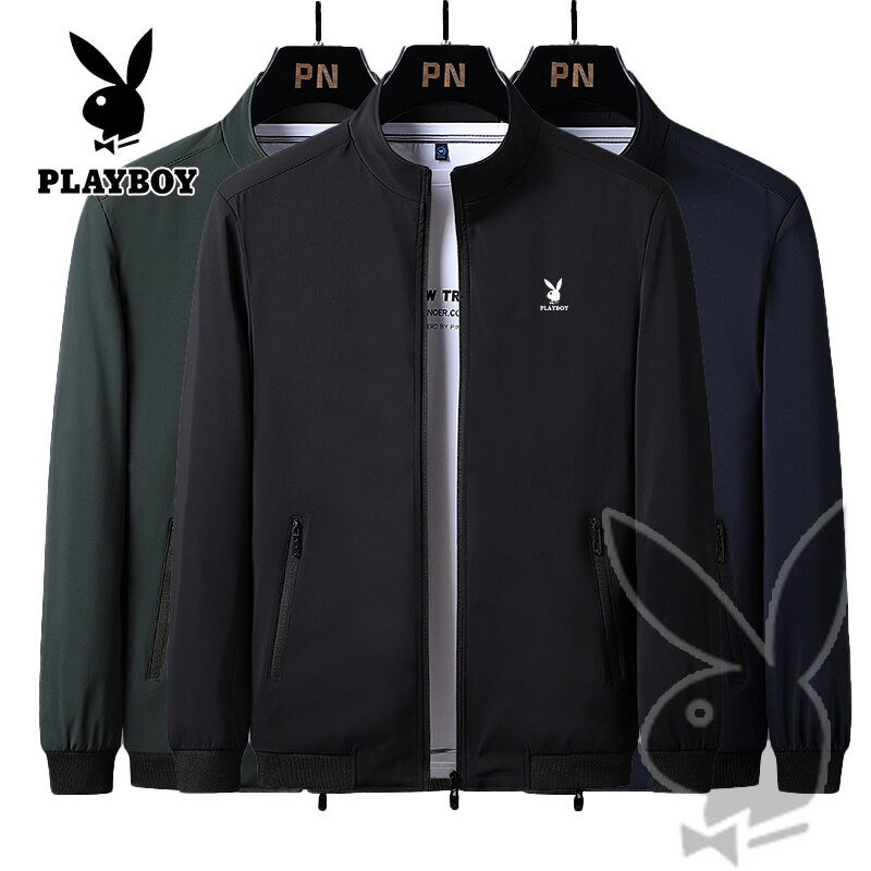 Áo Khoác Bóng Chày Cho Nam PLAYBOY, Áo Choàng Nhẹ, Có Khóa Kéo, Kẻ Sọc, Viền Cổ Áo
