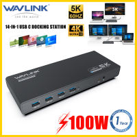 Wavlink USB C Dual 4K Display Docking Station 14-in-1 Type C to HDMI and Display Port Gigabit Ethernet USB C USB 3.0 Audio Microphone Multiport Converter with 65W Laptop Charging Ultra HD Multi-Display Docking Station for Windows Mac OS