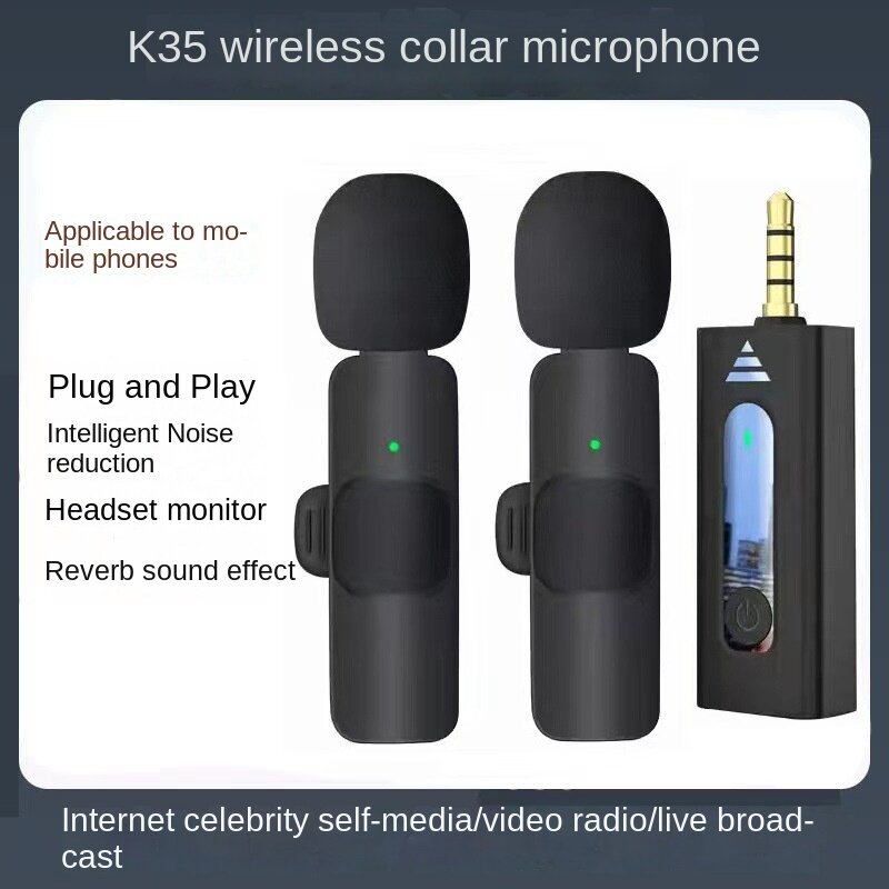 K35 Wireless Collar Clip Microphone Adaptation Speaker Holes