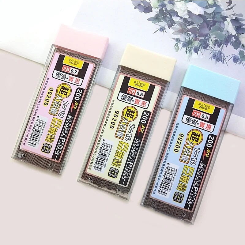 200/chiếc bút chì 0.5/0.7mm bút chì cơ khí chì 2b lõi bút chì tự động nạp đầy cho trường học văn phòng phác thảo nghệ thuật vẽ nguồn cung
