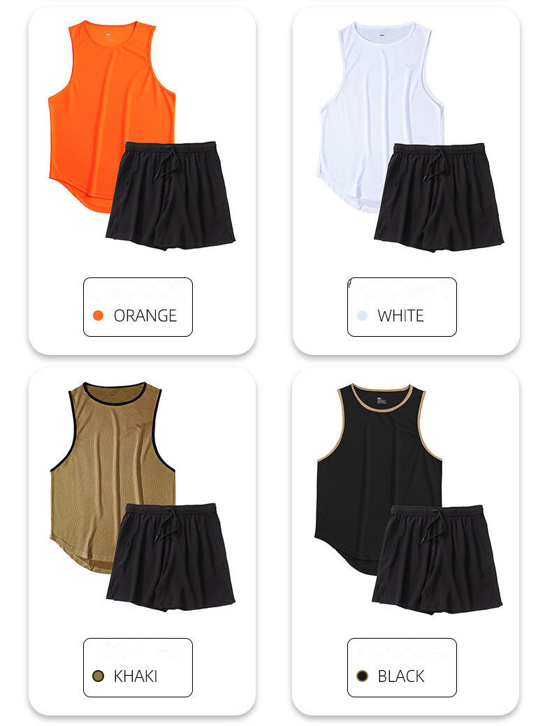 Sportbekleidung Outdoor Marathon Running Fiess Weste Shorts Set für Herren_voghion.com
