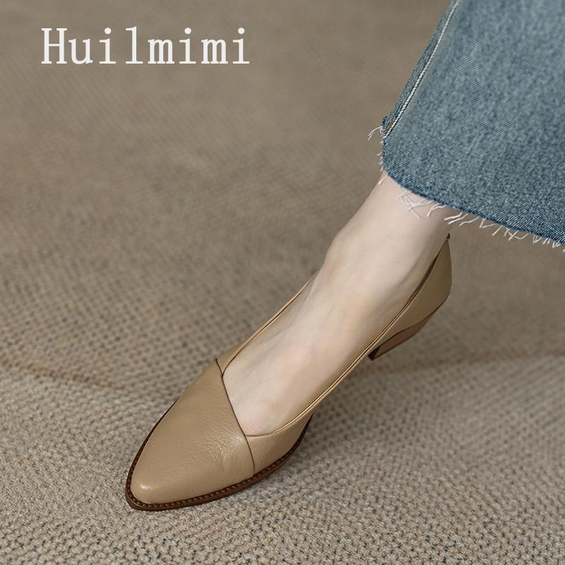 Huilm giày cao gót cao của phụ nữ với chiều cao 3cm giày nữ da cừu Pháp 2024 phụ nữ cao Giày cao gót màu hoa mai dày mới