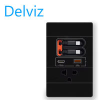 Deliz Thai standard type decorative charging socket with USB interface 20W PD fast charging USB port and built-in retractable cable.